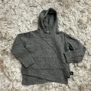 💙 Nununu Grey asymmetrical seam detail wool blend winter sweater. Size 6-7